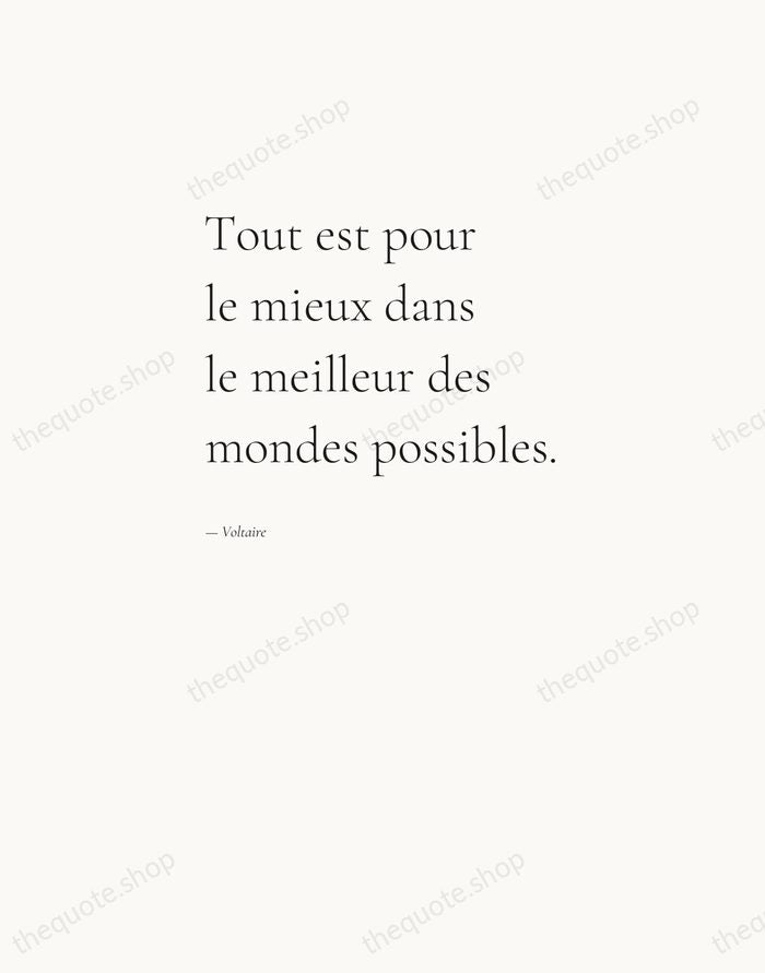 Tout est pour le mieux dans le meilleur des mondes possibles. — Voltaire — Editorial Left Serif