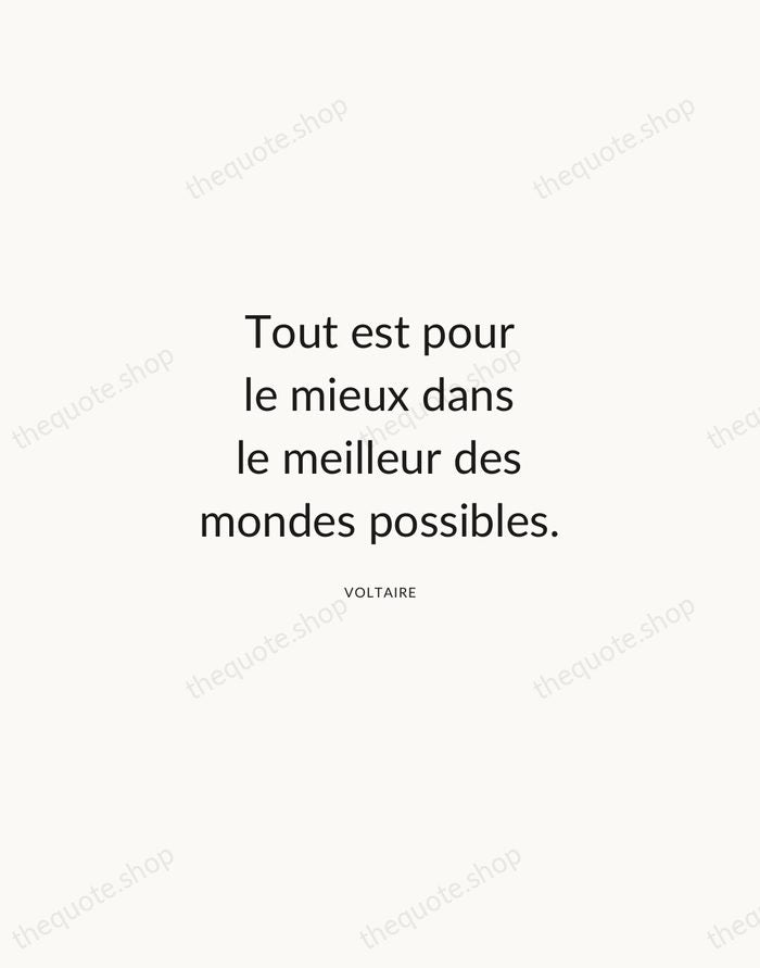 Tout est pour le mieux dans le meilleur des mondes possibles. — Voltaire — Modern Sans Calm