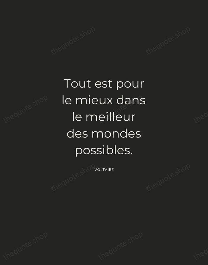 Tout est pour le mieux dans le meilleur des mondes possibles. — Voltaire — Charcoal Sans
