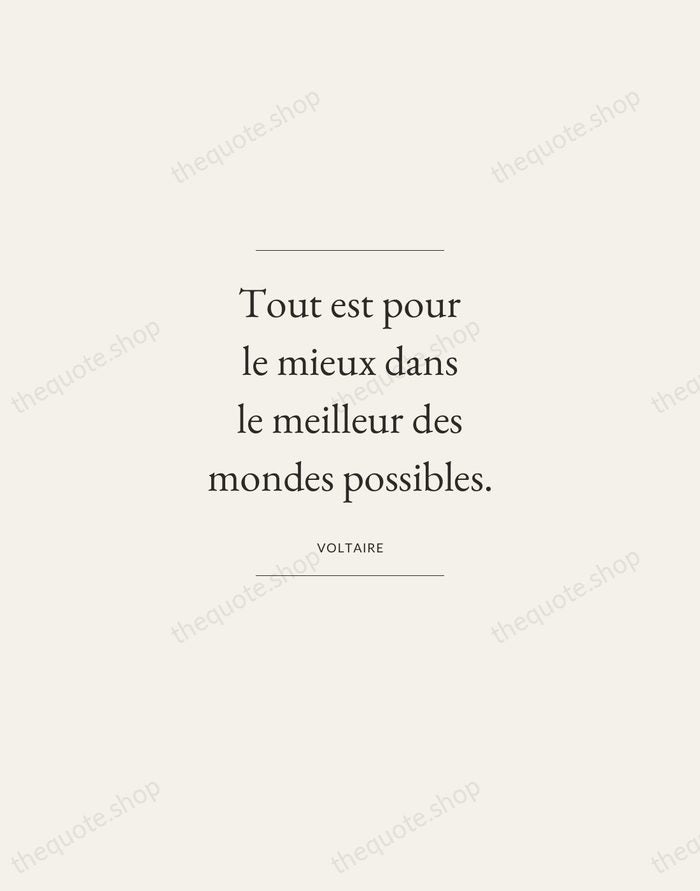 Tout est pour le mieux dans le meilleur des mondes possibles. — Voltaire — Gallery Frame