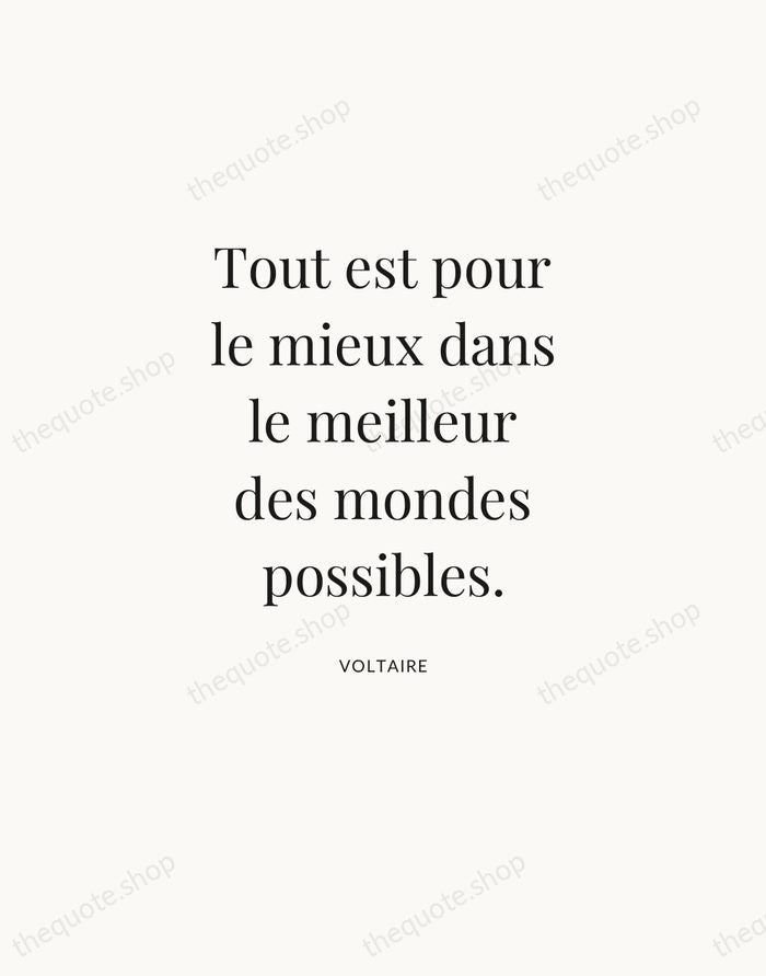 Tout est pour le mieux dans le meilleur des mondes possibles. — Voltaire — Statement Serif