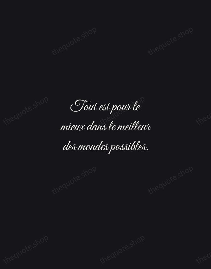 Tout est pour le mieux dans le meilleur des mondes possibles. — Voltaire — Night Script