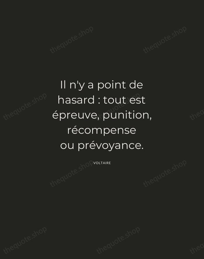 Il n'y a point de hasard : tout est épreuve, punition, récompense… — Voltaire — Charcoal Sans