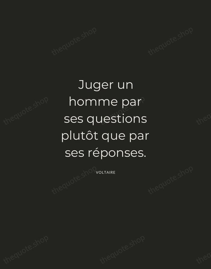 Juger un homme par ses questions plutôt que par ses réponses. — Voltaire — Charcoal Sans