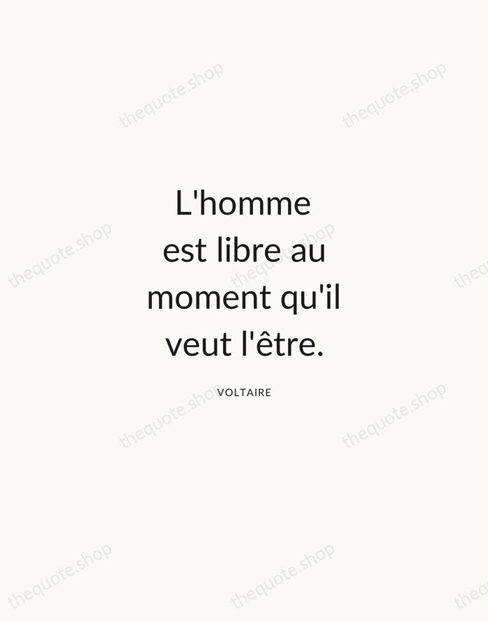 L'homme est libre au moment qu'il veut l'être. — Voltaire — Modern Sans Calm