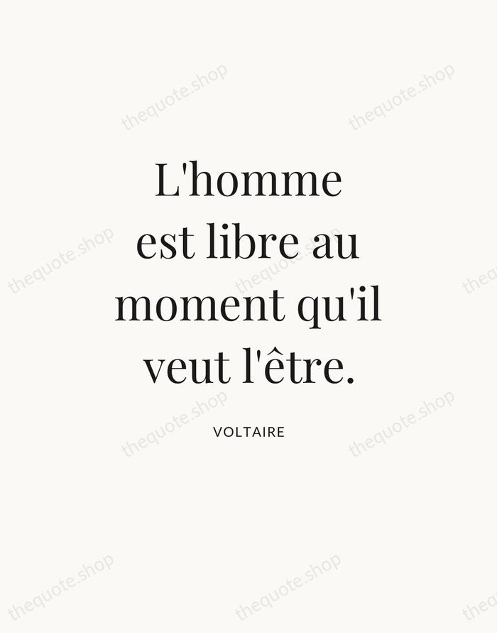 L'homme est libre au moment qu'il veut l'être. — Voltaire — Statement Serif