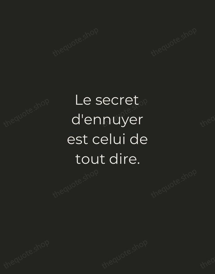 Le secret d'ennuyer est celui de tout dire. — Voltaire — Tracked Caps Unsigned