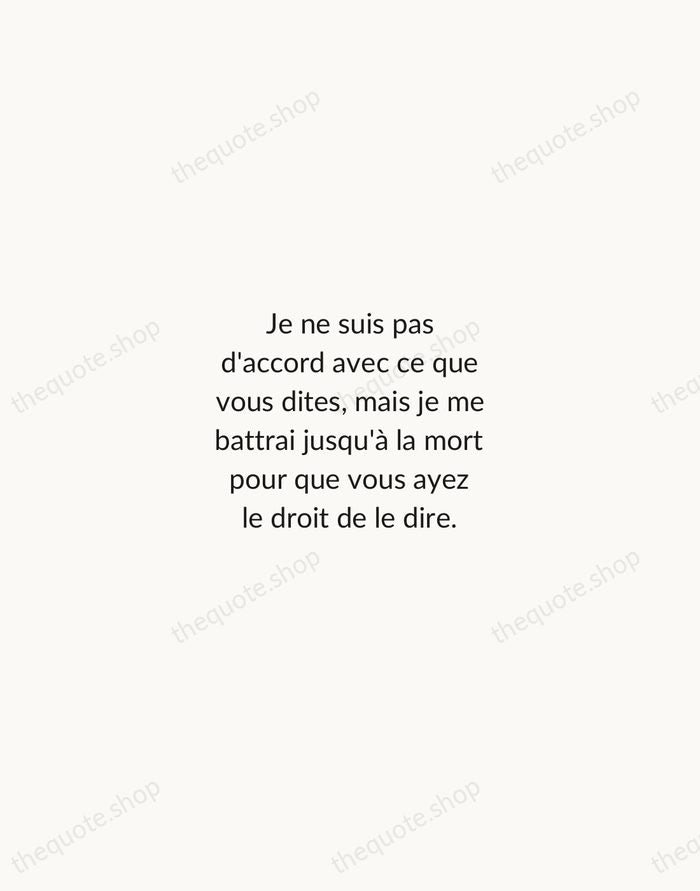 Je ne suis pas d'accord avec ce que vous dites, mais je… — Voltaire — Minimal Unsigned