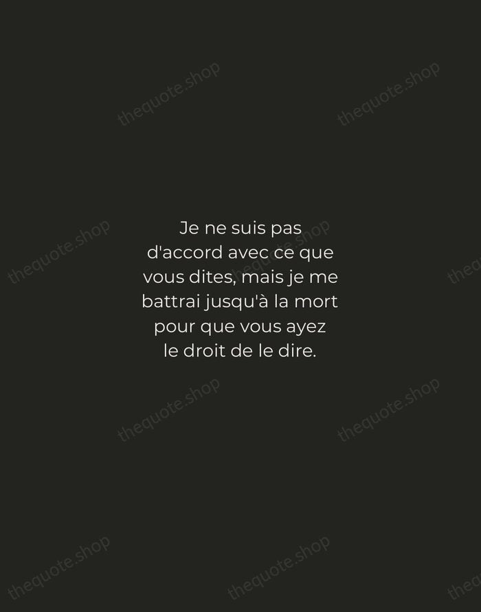 Je ne suis pas d'accord avec ce que vous dites, mais je… — Voltaire — Tracked Caps Unsigned