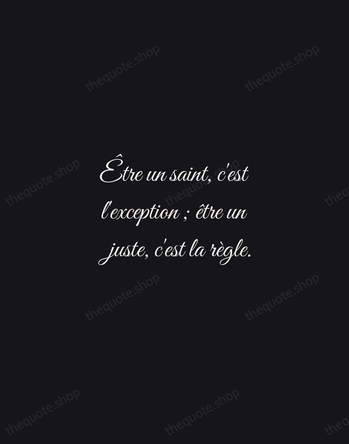 Être un saint, c'est l'exception ; être un juste, c'est la règle. — Victor Hugo — Night Script