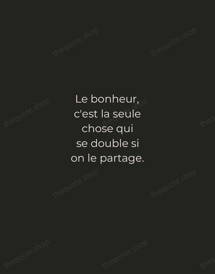 Le bonheur, c'est la seule chose qui se double si on le… — Victor Hugo — Tracked Caps Unsigned
