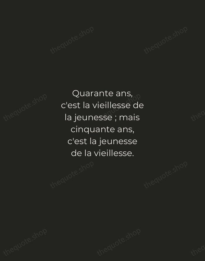 Quarante ans, c'est la vieillesse de la jeunesse ; mais cinquante ans… — Victor Hugo — Tracked Caps Unsigned