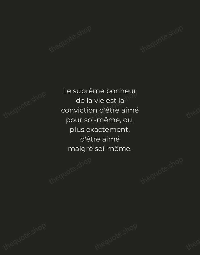 Le suprême bonheur de la vie est la conviction d'être aimé pour… — Victor Hugo — Tracked Caps Unsigned