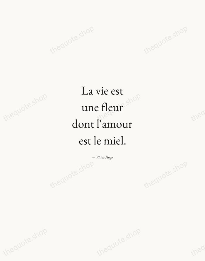 La vie est une fleur dont l'amour est le miel. — Victor Hugo — Quiet Garamond