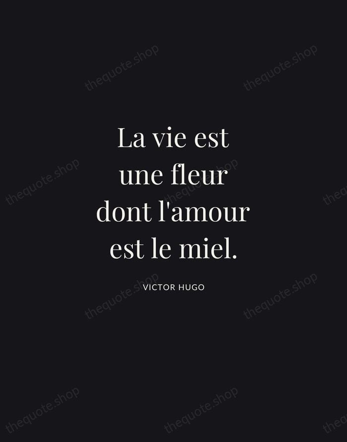 La vie est une fleur dont l'amour est le miel. — Victor Hugo | Printable Wall Art — Midnight Serif