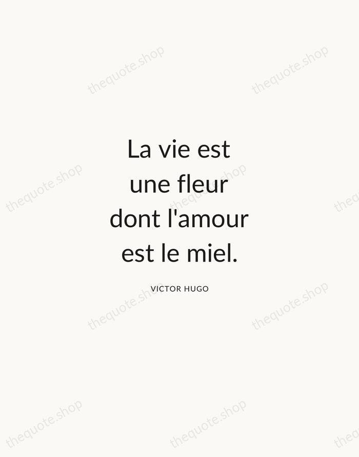 La vie est une fleur dont l'amour est le miel. — Victor Hugo — Modern Sans Calm