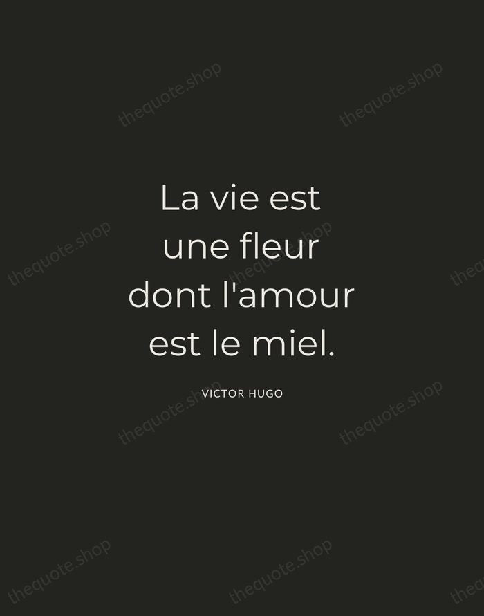 La vie est une fleur dont l'amour est le miel. — Victor Hugo — Charcoal Sans