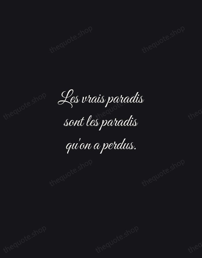 Les vrais paradis sont les paradis qu'on a perdus. — Marcel Proust — Night Script