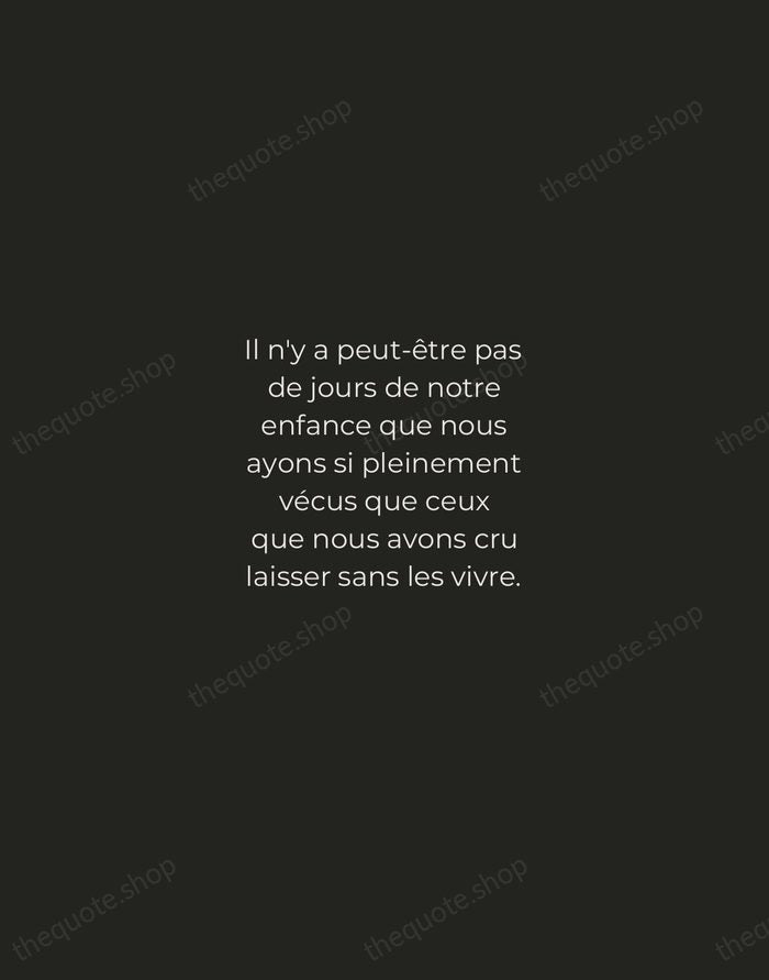 Il n'y a peut-être pas de jours de notre enfance que nous… — Marcel Proust — Tracked Caps Unsigned