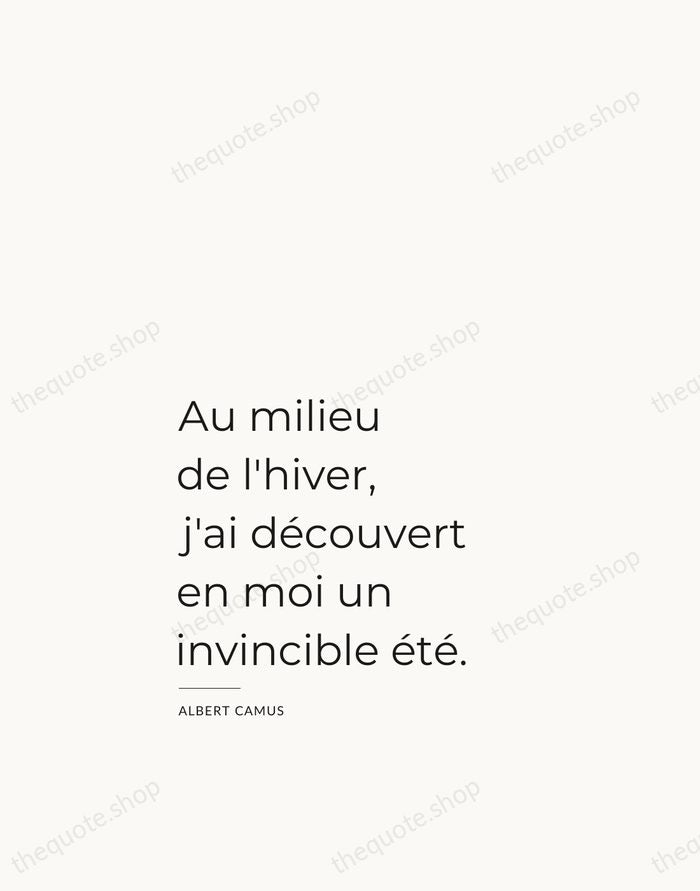 Au milieu de l'hiver, j'ai découvert en moi un invincible été. — Albert Camus — Studio Left