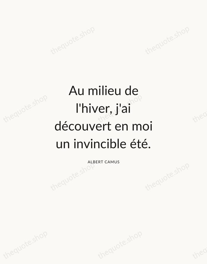 Au milieu de l'hiver, j'ai découvert en moi un invincible été. — Albert Camus — Modern Sans Calm
