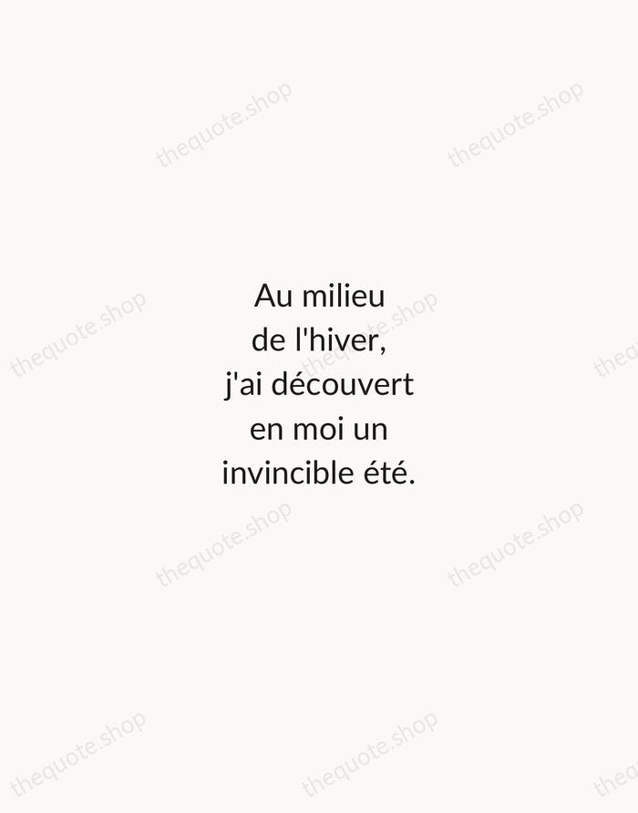 Au milieu de l'hiver, j'ai découvert en moi un invincible été. — Albert Camus — Minimal Unsigned