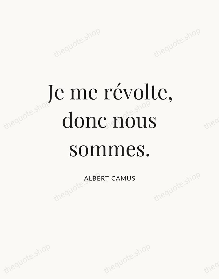Je me révolte, donc nous sommes. — Albert Camus — Statement Serif