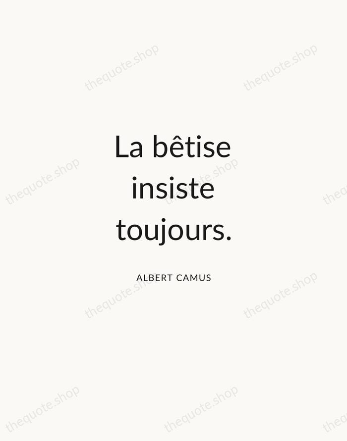 La bêtise insiste toujours. — Albert Camus — Modern Sans Calm