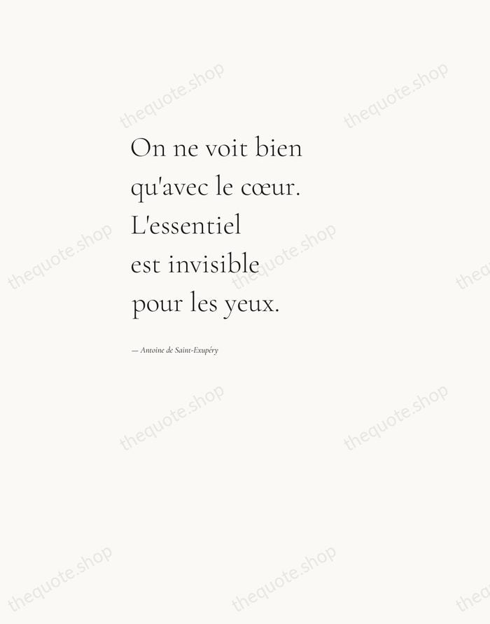 On ne voit bien qu'avec le cœur. L'essentiel est invisible pour les… — Antoine de Saint-Exupéry — Editorial Left Serif