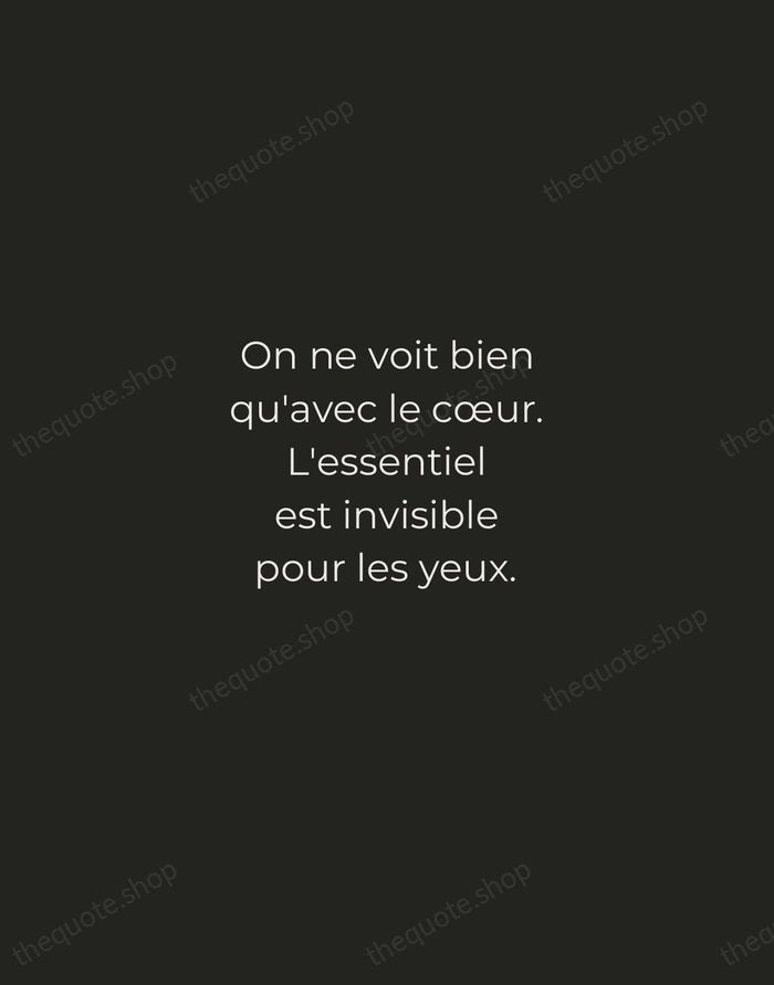 On ne voit bien qu'avec le cœur. L'essentiel est invisible pour les… — Antoine de Saint-Exupéry — Tracked Caps Unsigned