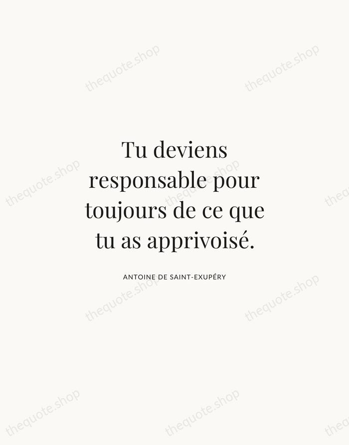 Tu deviens responsable pour toujours de ce que tu as apprivoisé. — Antoine de Saint-Exupéry | Printable Wall Art — Atelier Serif