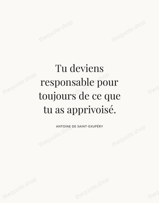 Tu deviens responsable pour toujours de ce que tu as apprivoisé. — Antoine de Saint-Exupéry | Printable Wall Art — Atelier Serif