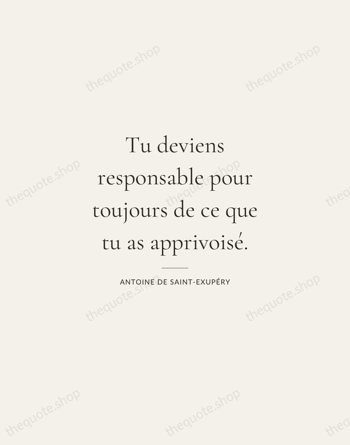 Tu deviens responsable pour toujours de ce que tu as apprivoisé. — Antoine de Saint-Exupéry — Gallery Rule