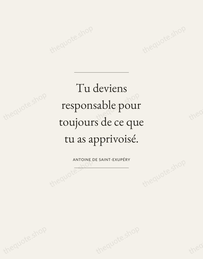 Tu deviens responsable pour toujours de ce que tu as apprivoisé. — Antoine de Saint-Exupéry — Gallery Frame