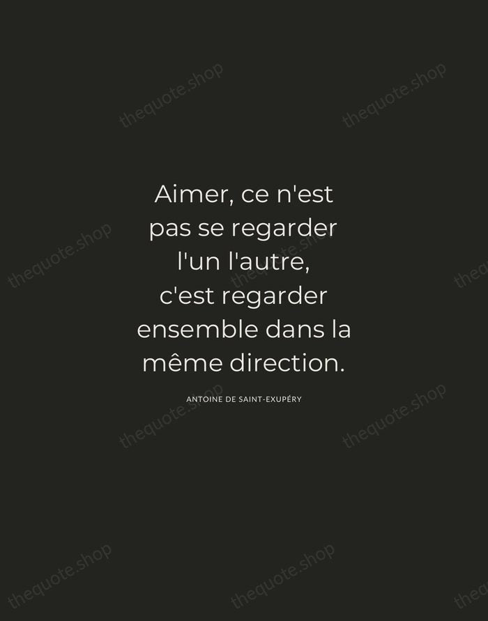 Aimer, ce n'est pas se regarder l'un l'autre, c'est regarder ensemble dans… — Antoine de Saint-Exupéry — Charcoal Sans