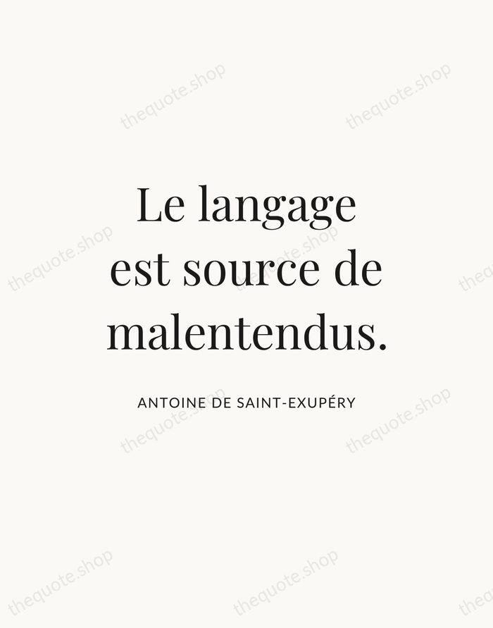 Le langage est source de malentendus. — Antoine de Saint-Exupéry — Statement Serif