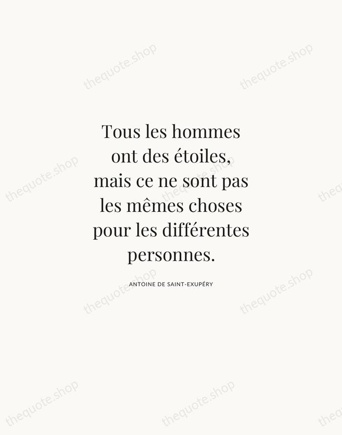 Tous les hommes ont des étoiles, mais ce ne sont pas les… — Antoine de Saint-Exupéry | Printable Wall Art — Atelier Serif