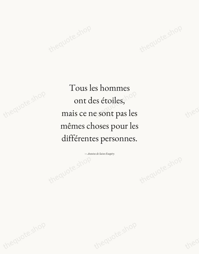 Tous les hommes ont des étoiles, mais ce ne sont pas les… — Antoine de Saint-Exupéry — Quiet Garamond