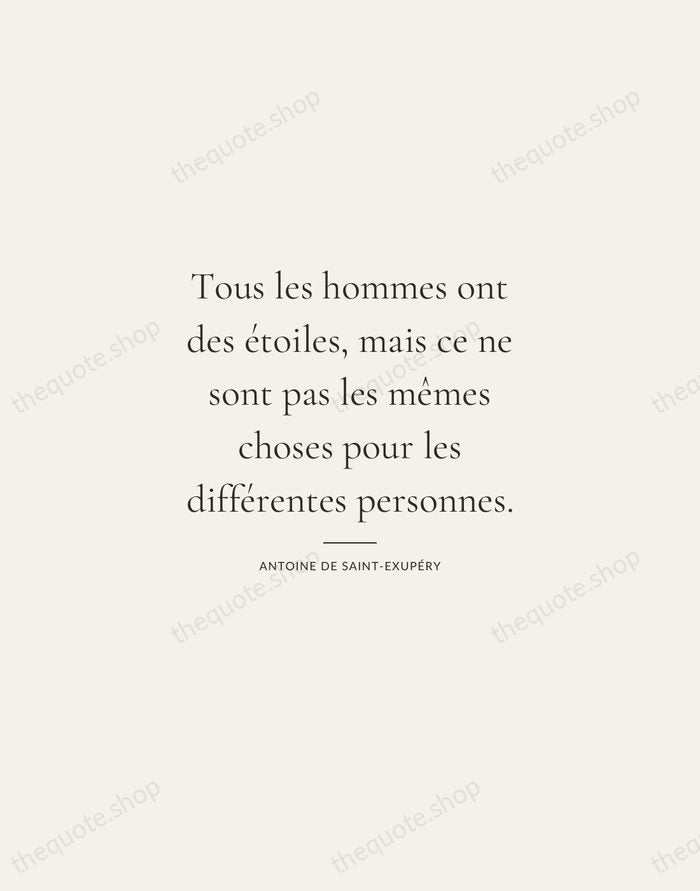 Tous les hommes ont des étoiles, mais ce ne sont pas les… — Antoine de Saint-Exupéry — Gallery Rule