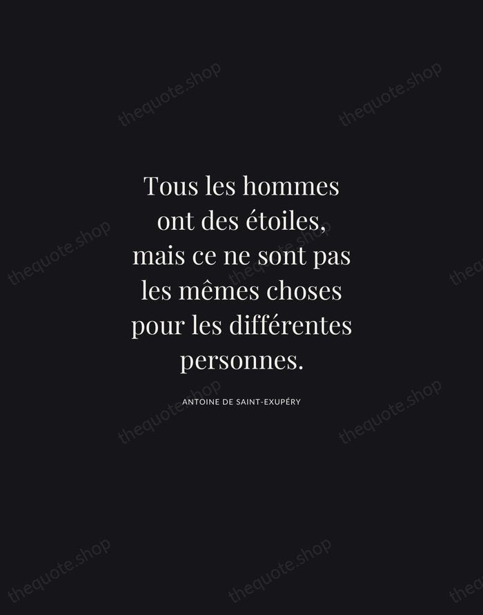 Tous les hommes ont des étoiles, mais ce ne sont pas les… — Antoine de Saint-Exupéry | Printable Wall Art — Midnight Serif