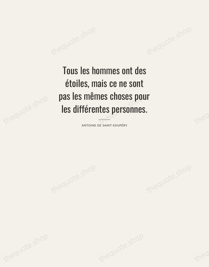 Tous les hommes ont des étoiles, mais ce ne sont pas les… — Antoine de Saint-Exupéry — Letterpress Caps