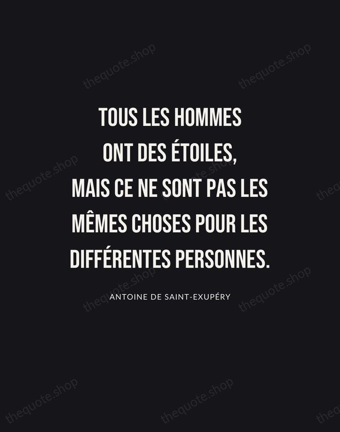 Tous les hommes ont des étoiles, mais ce ne sont pas les… — Antoine de Saint-Exupéry | Printable Wall Art — Poster Condensed