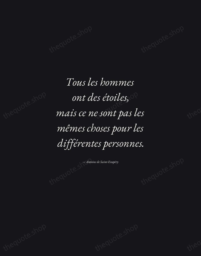Tous les hommes ont des étoiles, mais ce ne sont pas les… — Antoine de Saint-Exupéry — Manuscript Italic