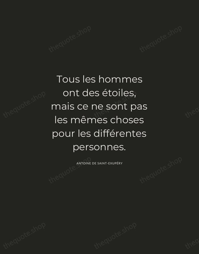 Tous les hommes ont des étoiles, mais ce ne sont pas les… — Antoine de Saint-Exupéry — Charcoal Sans