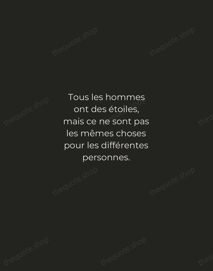 Tous les hommes ont des étoiles, mais ce ne sont pas les… — Antoine de Saint-Exupéry — Tracked Caps Unsigned