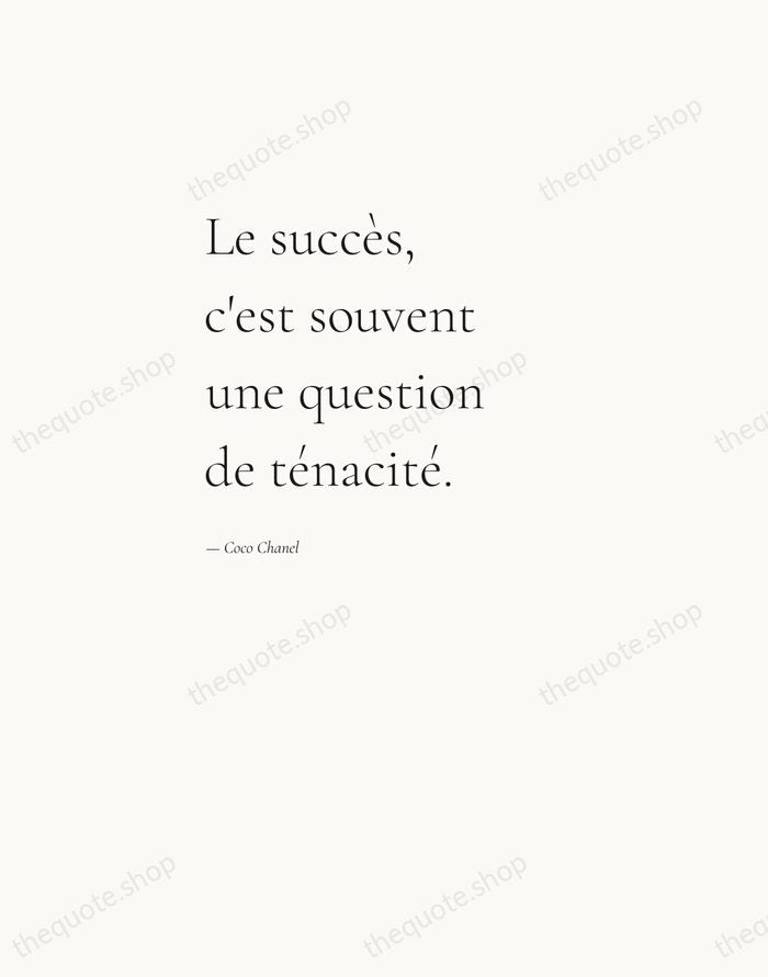 Le succès, c'est souvent une question de ténacité. — Coco Chanel — Editorial Left Serif