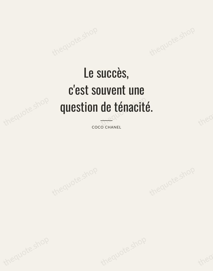 Le succès, c'est souvent une question de ténacité. — Coco Chanel — Letterpress Caps