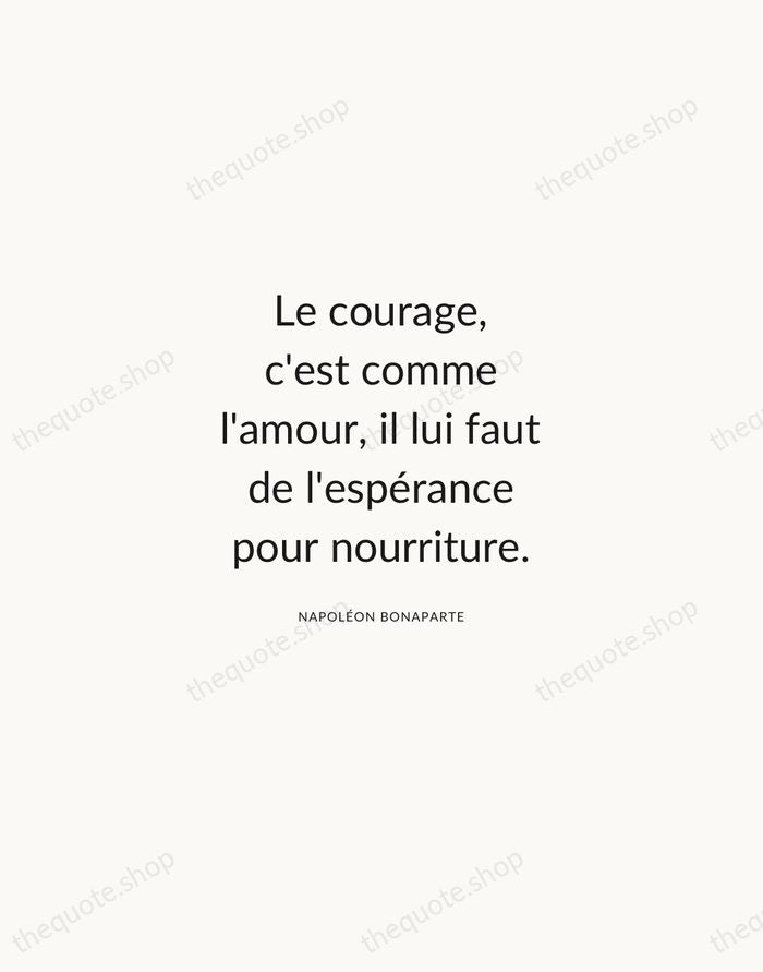 Le courage, c'est comme l'amour, il lui faut de l'espérance pour nourriture. — Napoléon Bonaparte — Modern Sans Calm