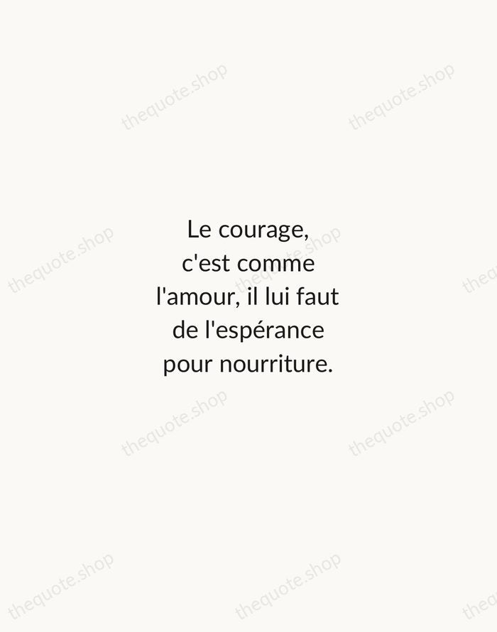 Le courage, c'est comme l'amour, il lui faut de l'espérance pour nourriture. — Napoléon Bonaparte — Minimal Unsigned