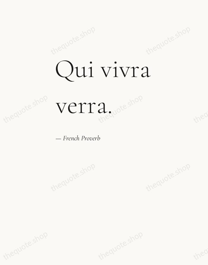 Qui vivra verra. — French Proverb — Editorial Left Serif